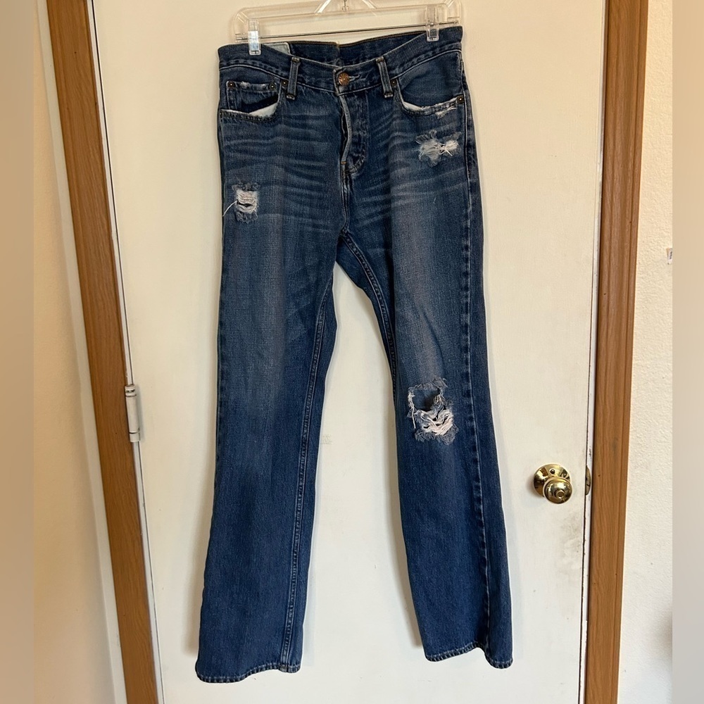 Hollister button fly men’s 32 x 34 distressed denim jeans